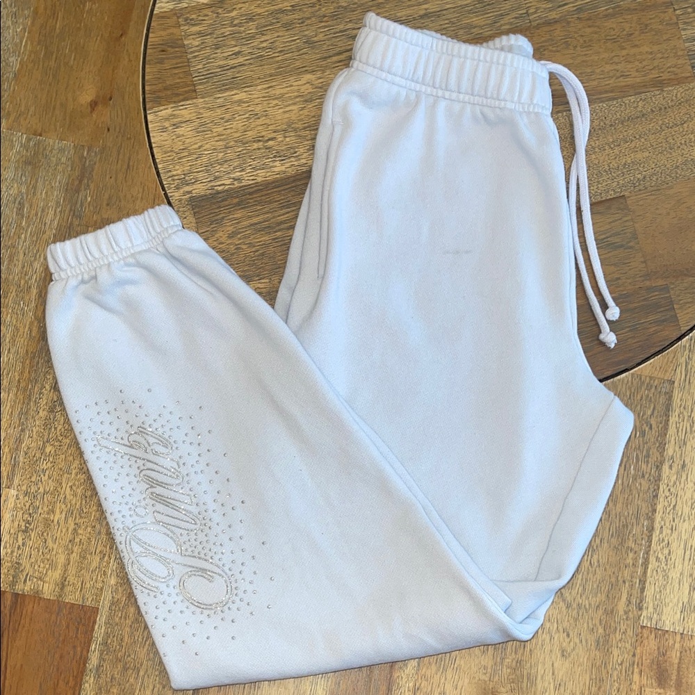 Light Blue VS PINK Sweatpants with Rhinestone Detail